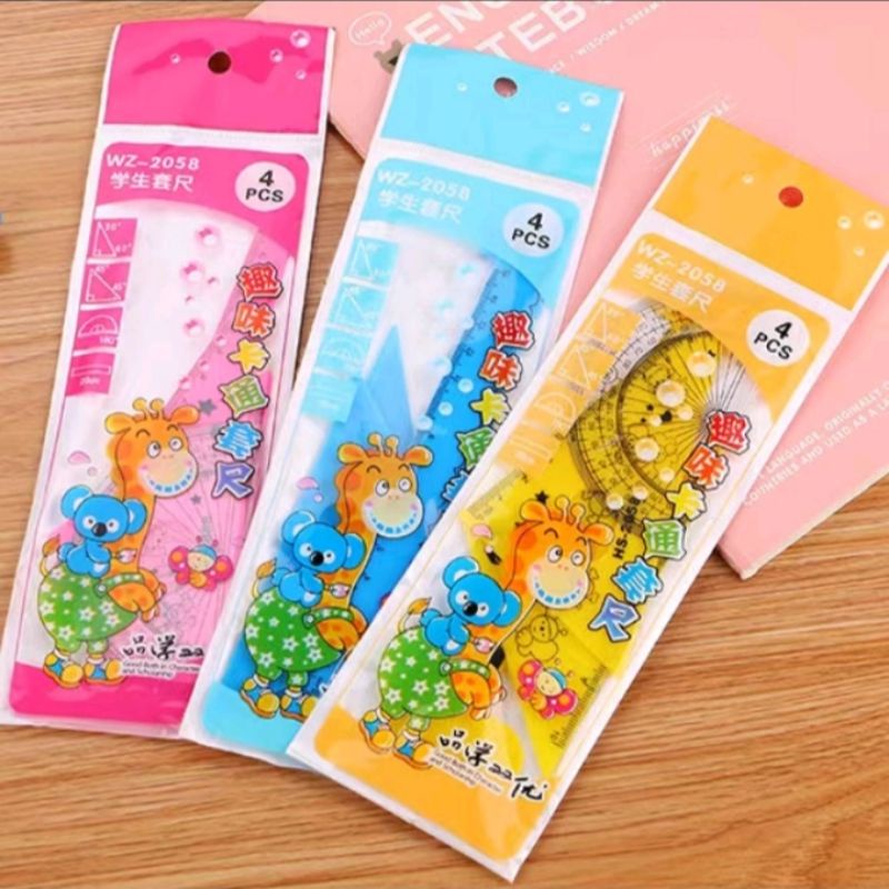 

4 IN 1 - PENGGARIS PLASTIK ANAK MODEL JERAPAH 20CM / PENGGARIS PLASTIK 20CM 4PCS IMPORT