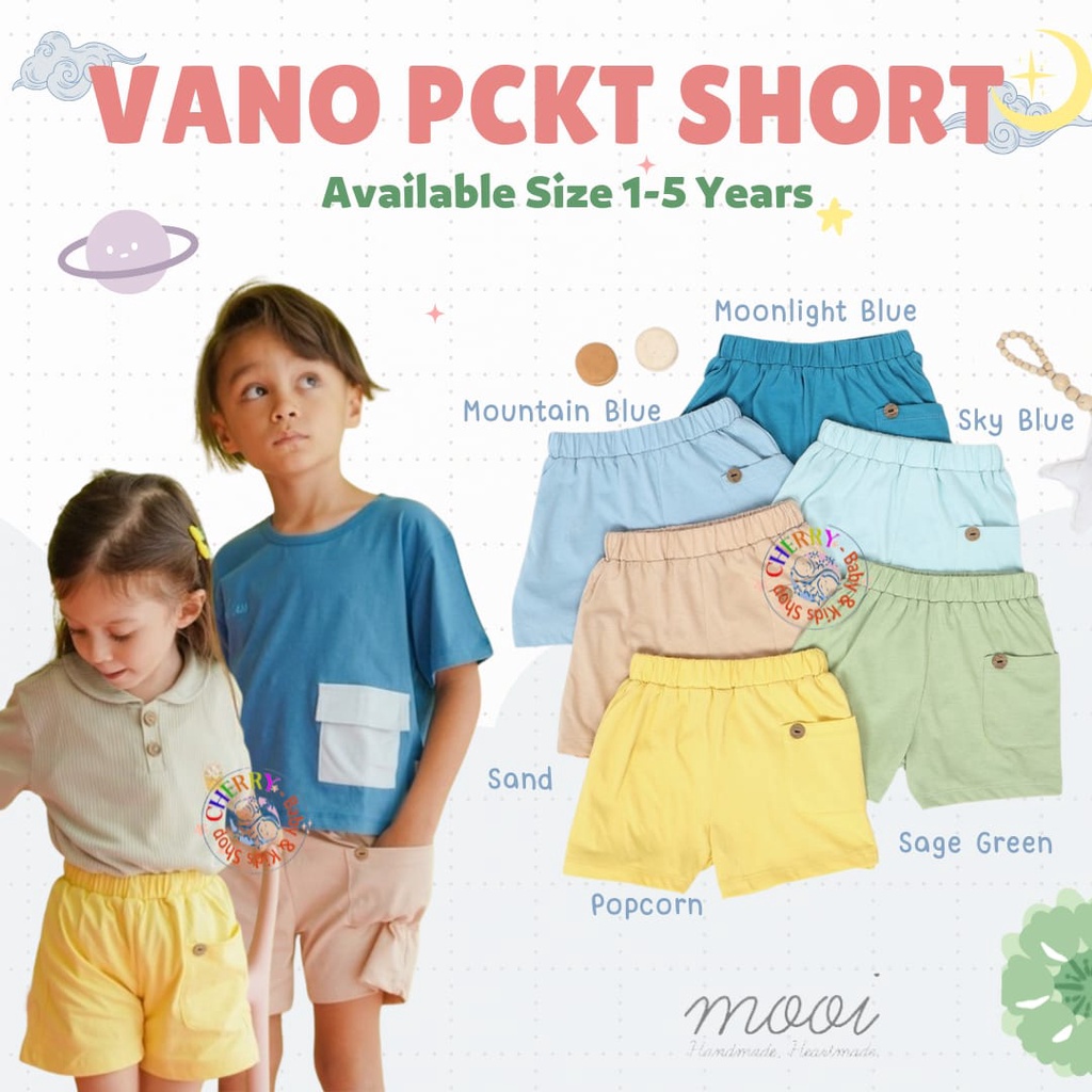 Mooi Vano Short 1-5 Tahun Celana Pendek Kantong Anak Unisex Vano Short Pocket Pants CBKS