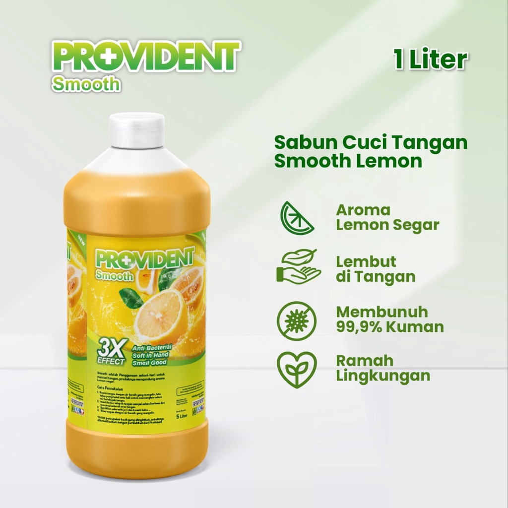 [COD] Provident Sabun Cuci Tangan Lemon Smooth Lembut Halus di Tangan dengan Anti Bacterial Ampuh Membunuh Kuman - 1 Liter Lemon &amp; Strawberry