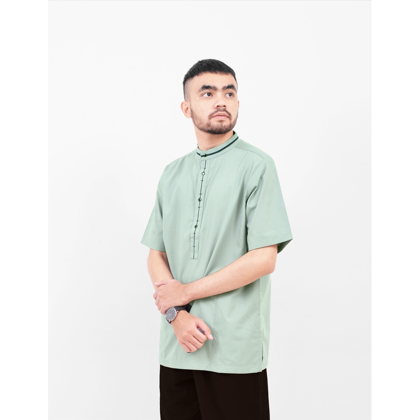 Kemeja Koko Lengan Pendek Pria Mint - Hadza KS04
