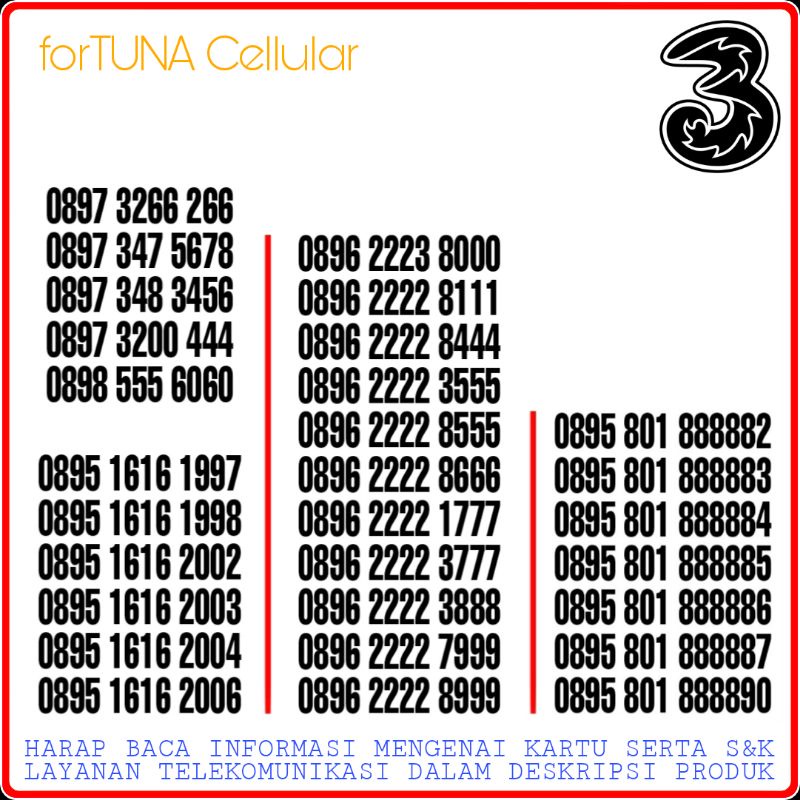 Nomor Cantik Tri 3 Three