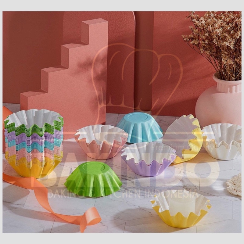 Kingsbakeware Cupcake Case Wave 50pcs Muffin Paper Cup