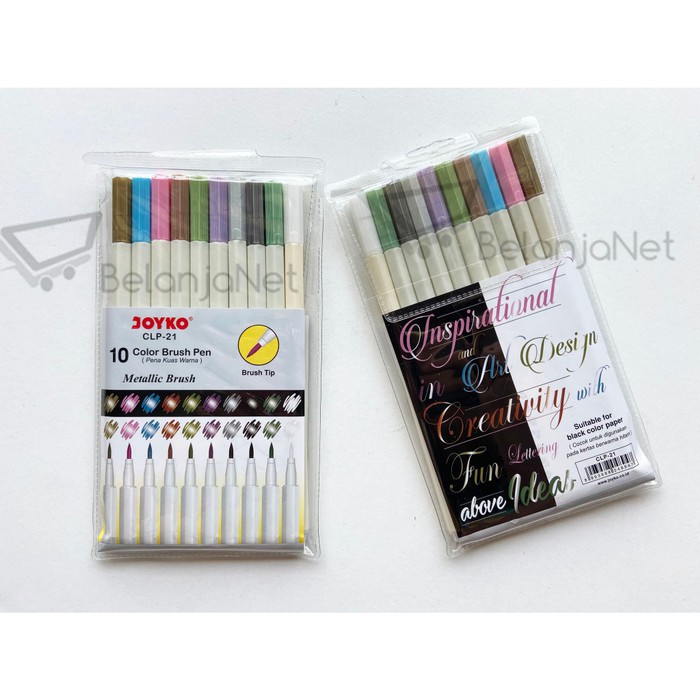 Color Brush Pen Joyko 10 Metaliic Color | Warna Metalik CLP-21