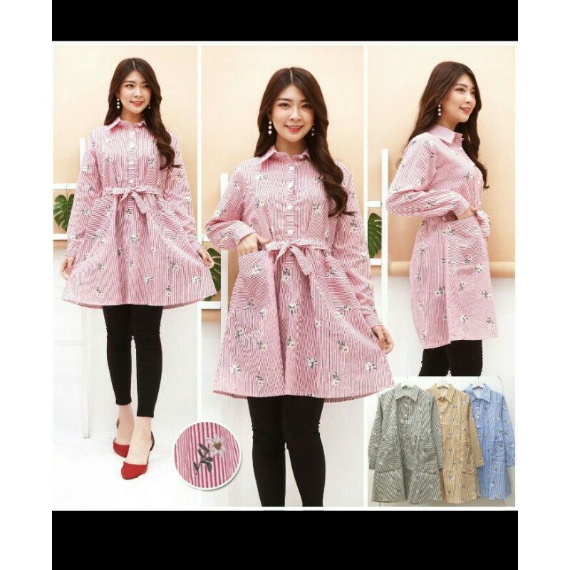 tunik katun import , motif salur