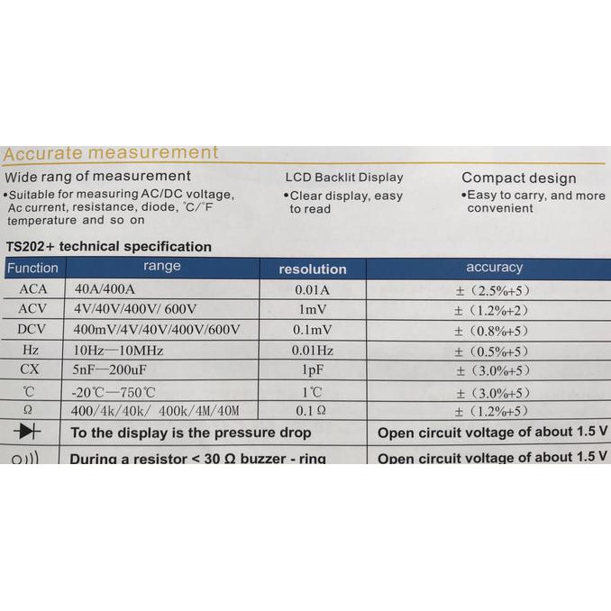Digital Clamp Multimeter / Tang Amper TS-202+ / Tang Amper Digital