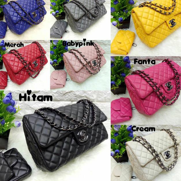 TAS WANITA CHANEL MOM & KID BLACK - Hitam Kode 606