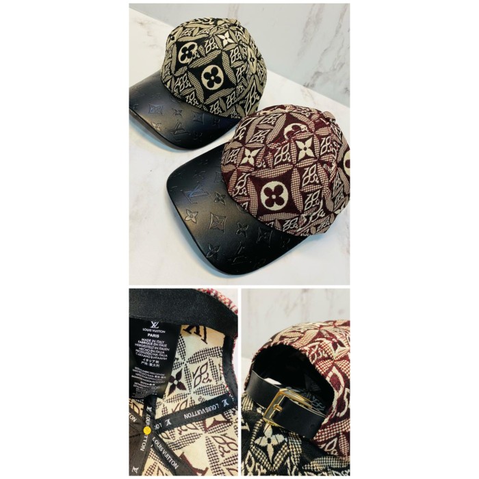 topi baseball lv +box magnet paperbag 1 - Hitam