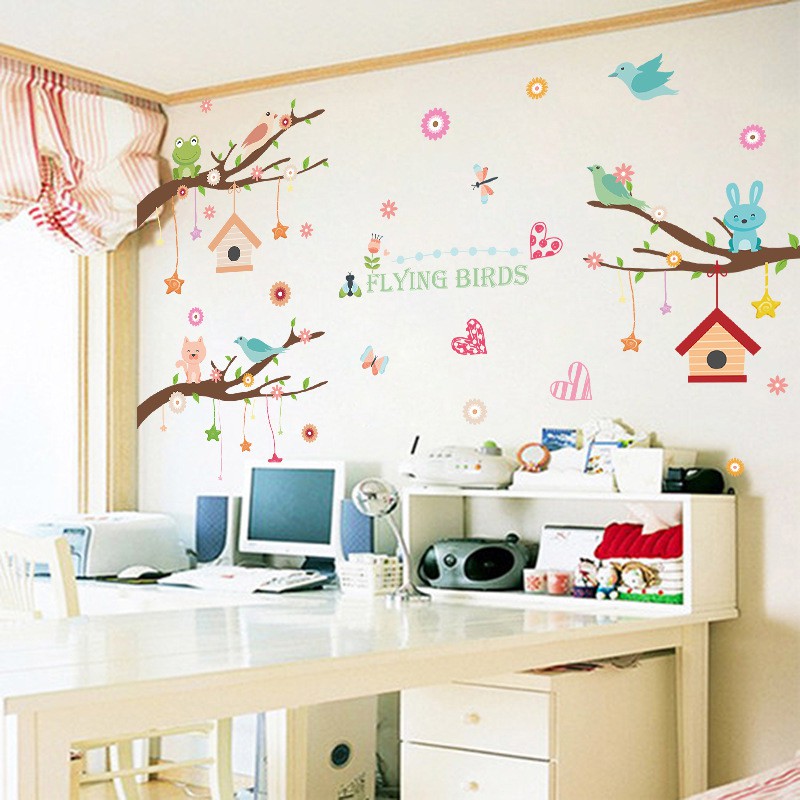 RELIZA WALL STICKER SANGKAR BURUNG BIRD LOVE ANIMAL BINTANG CAGE STIKER DINDING XL8245