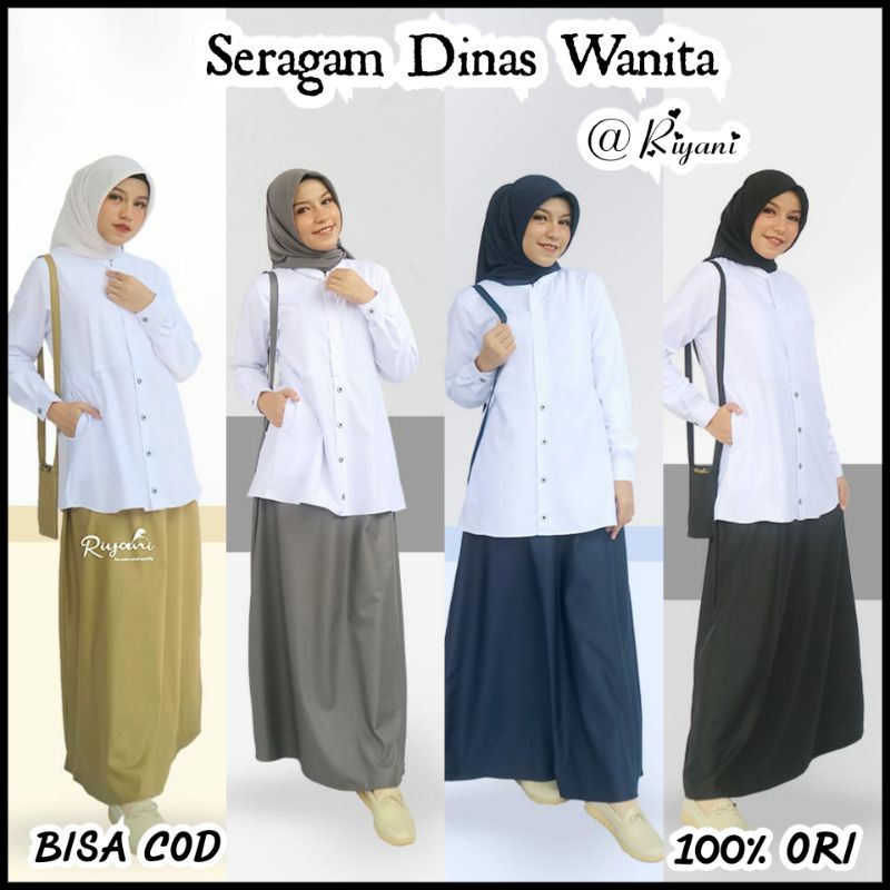 Gamis Hitam Putih Toyobo Riyani Seragam Dinas Wanita Pns Pdh Asn Sidang pariwisata ORIGINAL RIYANI