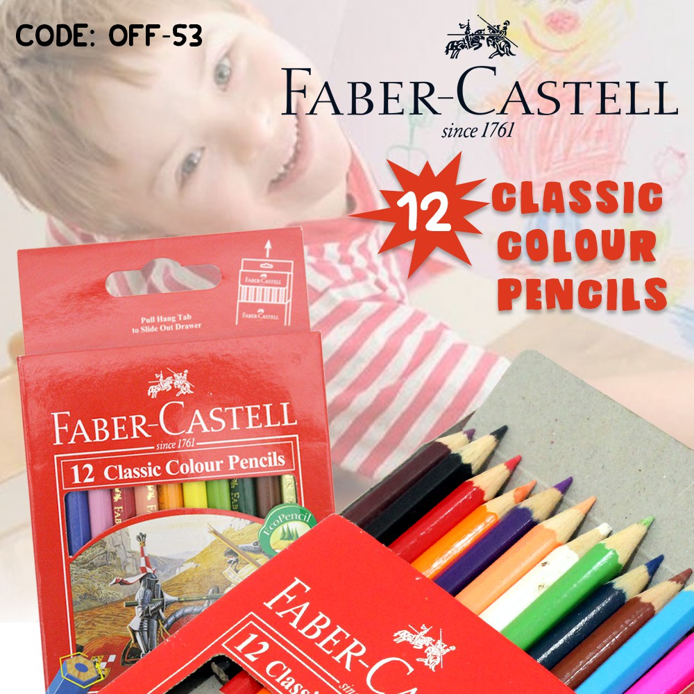 PENSIL WARNA KAYU 12 WARNA PENDEK FABER CASTELL PENDEK