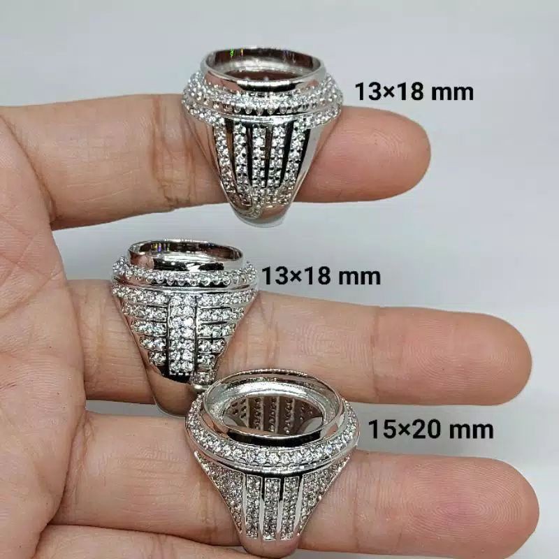 CINCIN/EMBAN/RING ALPAKA MICRO SETTING TANAM BERBAGAI MACAM DIMENSI BATU