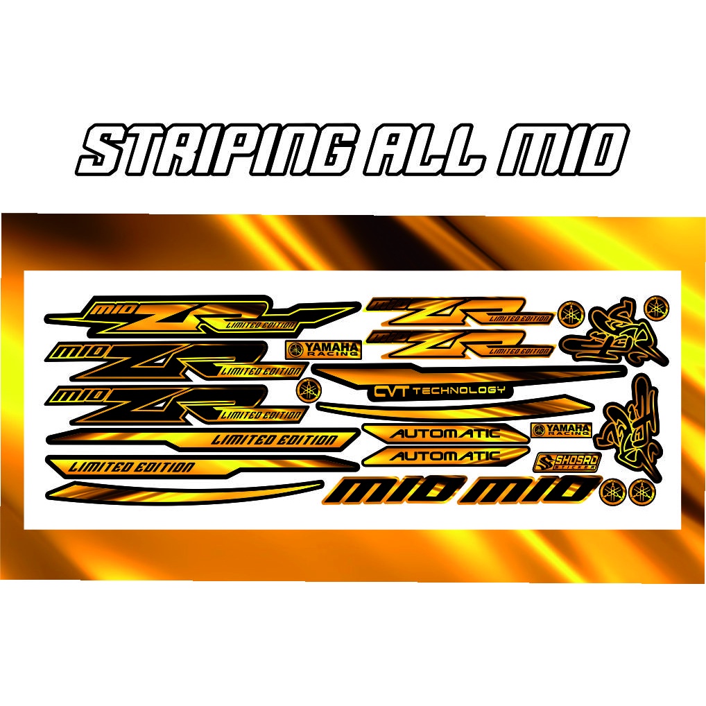 STIKER VARIASI LIS POLET STIKER STRIPING MIO GOLD ZR THAILOOK MIO GOLD HITAM STRIPING