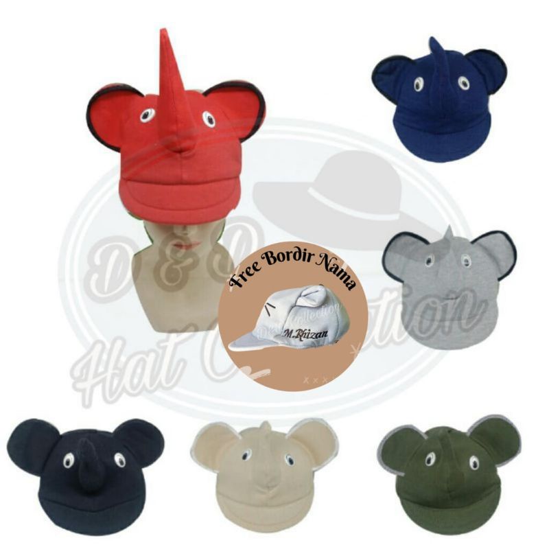Topi Bayi Karakter Gajah Bahan Kaos Topi Anak Lucu