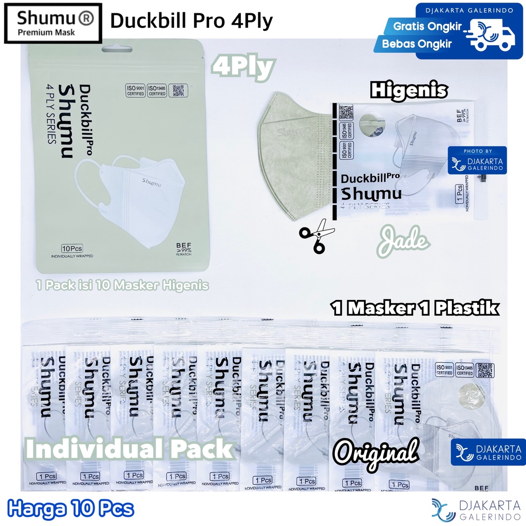 Masker Shumu Duckbill PRO 4Ply Individual Pack isi 10Pcs