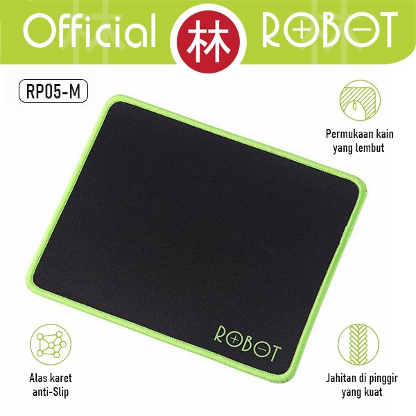 ROBOT - RP05 Mousepad Anti Slip Gaming Polos Hitam Murah Rubber ORI