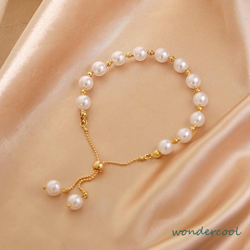 Gelang Tangan Mutiara Imitasi Simple Elegan Untuk Wanita -Won