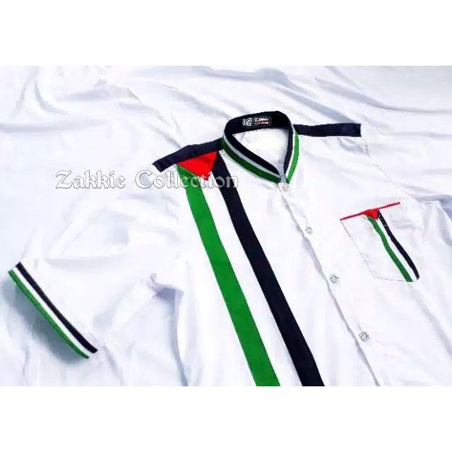 Baju koko pria lengan pendek motif Palestina terbaru S M L XL XXL