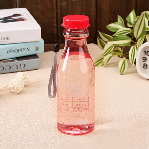Botol Minum Unik BPA Free Anti Tumpah  / Tempat Botol Air Minum - X447-Merah