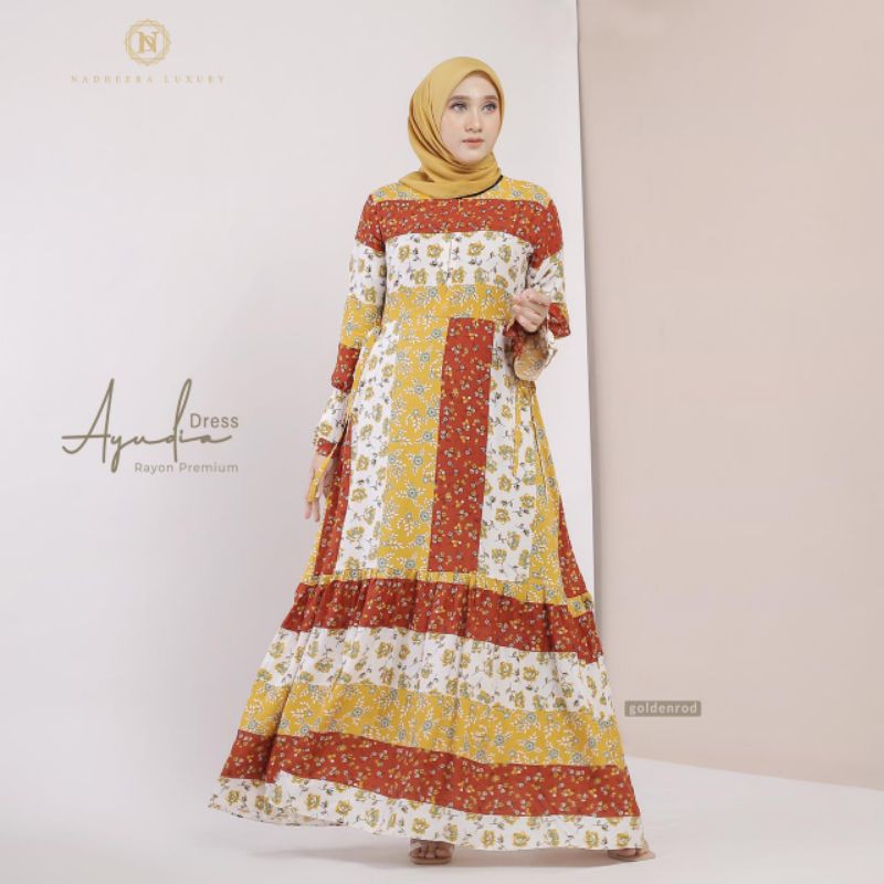 Ayudia Dress - Free Hijab - Free Masker - By Nadheera Luxury - Fafa Nadheera Kudus