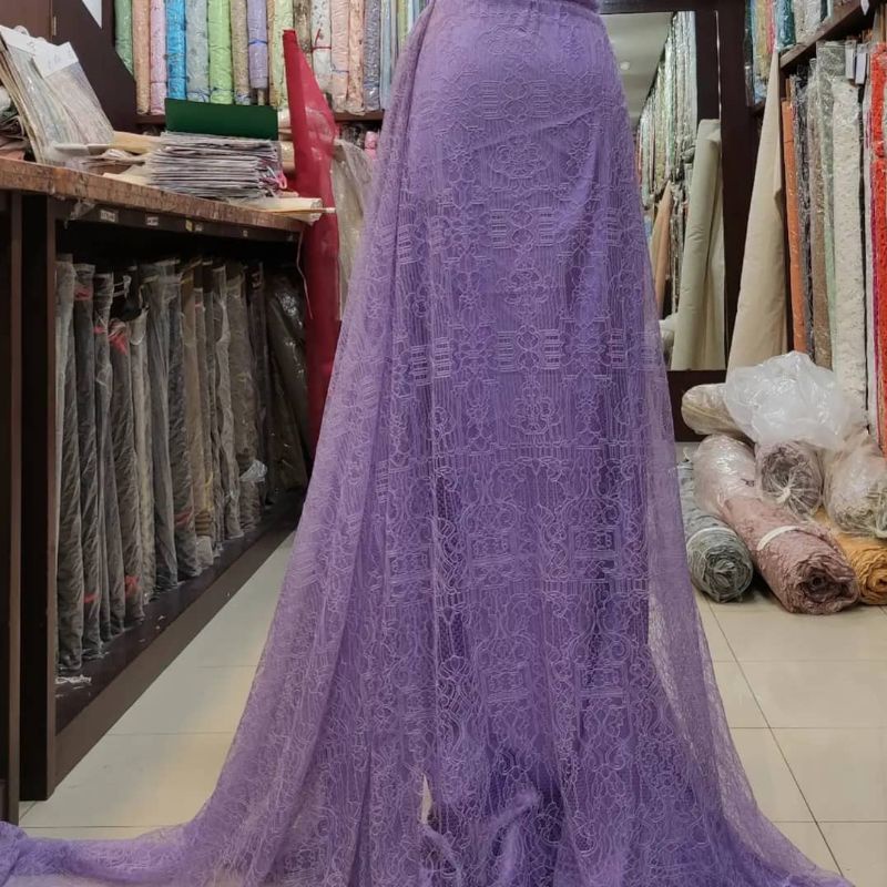 Kain Chantily Kebaya Panel Sapto Dress Promo (3m x 1.40) Lilac