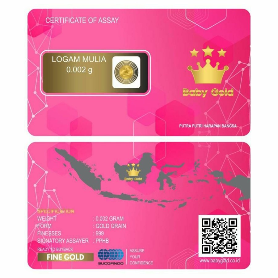 Microgram/Baby Gold 0,001 Gram Emas Mini Logam Mulia 24 Karat Jaminan Asli