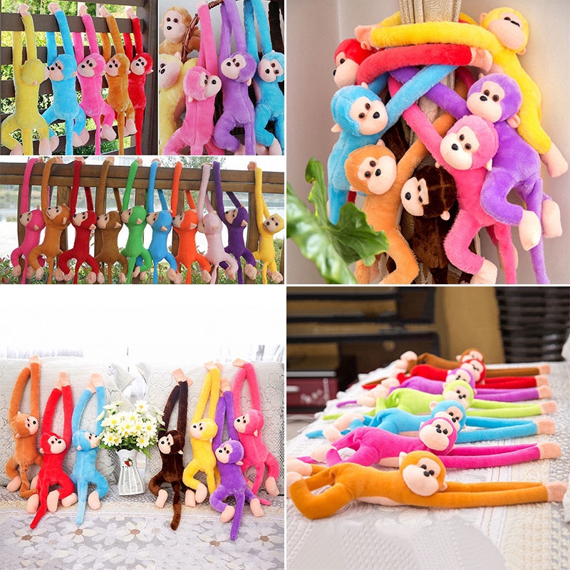 Boneka Monyet Lengan Panjang Bahan Plush Lembut Warna Warni