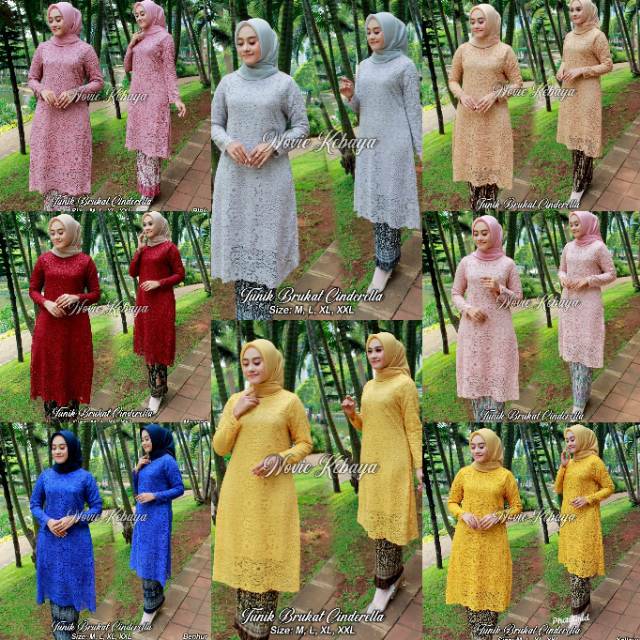 Stelan Tunik Brokat Jaruma Cinderella + Rok Original Butik, Realpic