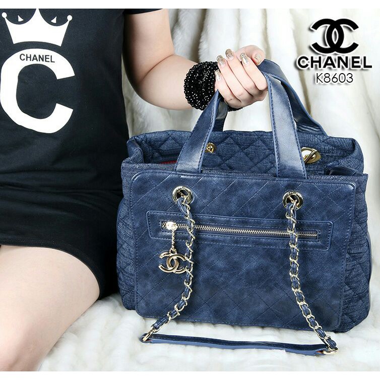 CHANEL Timeless Denim & Calfskin leather Shopping Tote