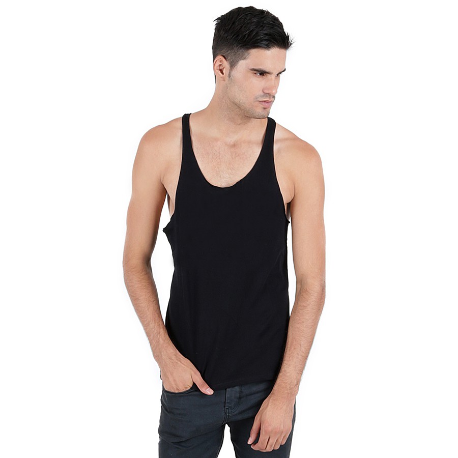  Kaos  Singlet  Pria Katun Gym Polos  Hitam Shopee Indonesia