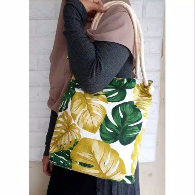tas tali sumbu kanvas tropical
