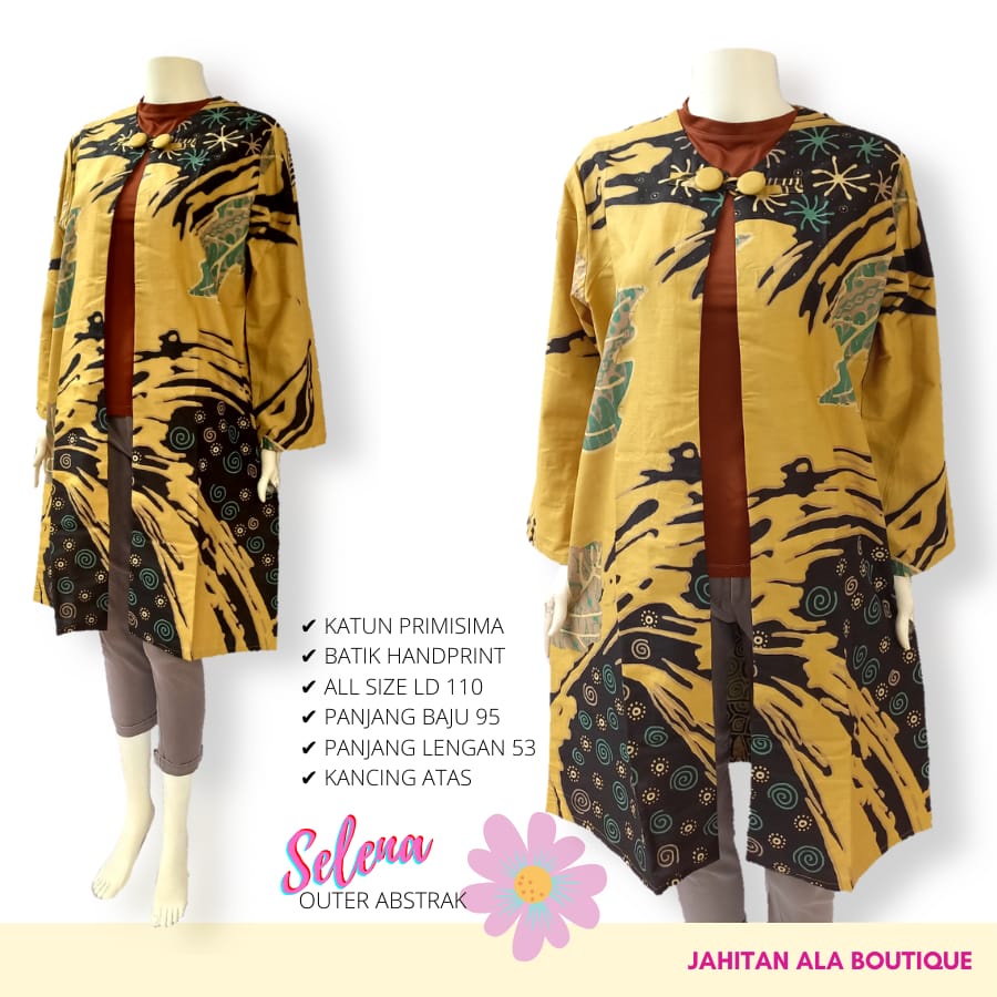 Outer selena abstrak batik solo vest atasan kerja trendy dan modern