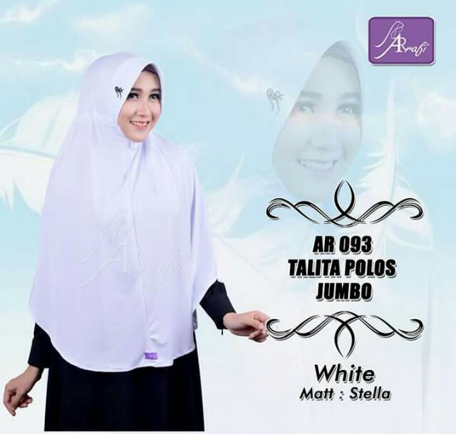 Hijab Arrafi : AR 093 Talita Jumbo list polos / Hijab syar'i / Kerudung syar'i / bergo instan