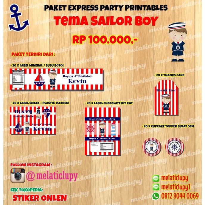 

[[COD]] PAKET HEMAT EXPRESS LABEL ULANG TAHUN ANAK TEMA SAILOR BOY