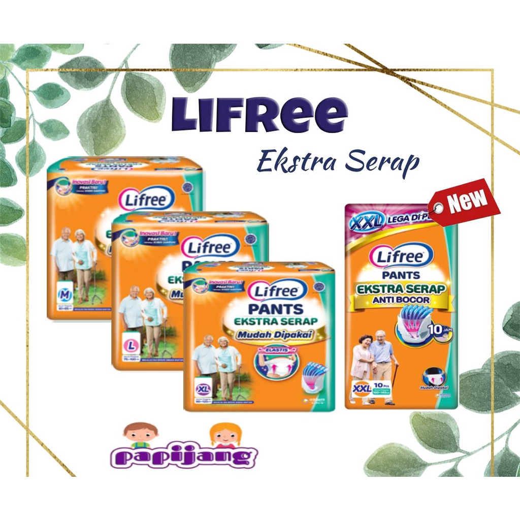 LIFREE EKSTRA SERAP PANTS M20 / L16 / XL12 / XXL10 | Lifree Ekstra Serap Pants M 20 / L 16 / XL 12 / XXL 10