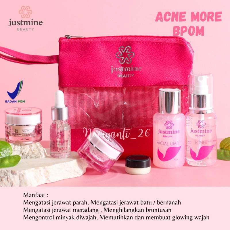 JUSTMINE BEAUTY SKINCARE PAKET NIGHT GLOW JELLY ACNE REMOVE SPOT ACNE MORE ORIGINAL-7