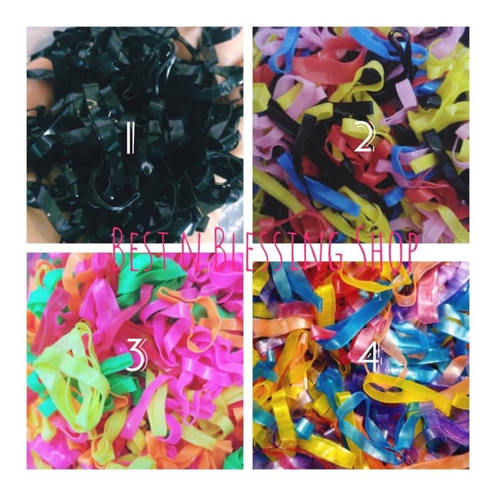 KARET RAMBUT KARET JEPANG LEBAR kiloan ONS Hitam Warna Warni Ikat Ramb