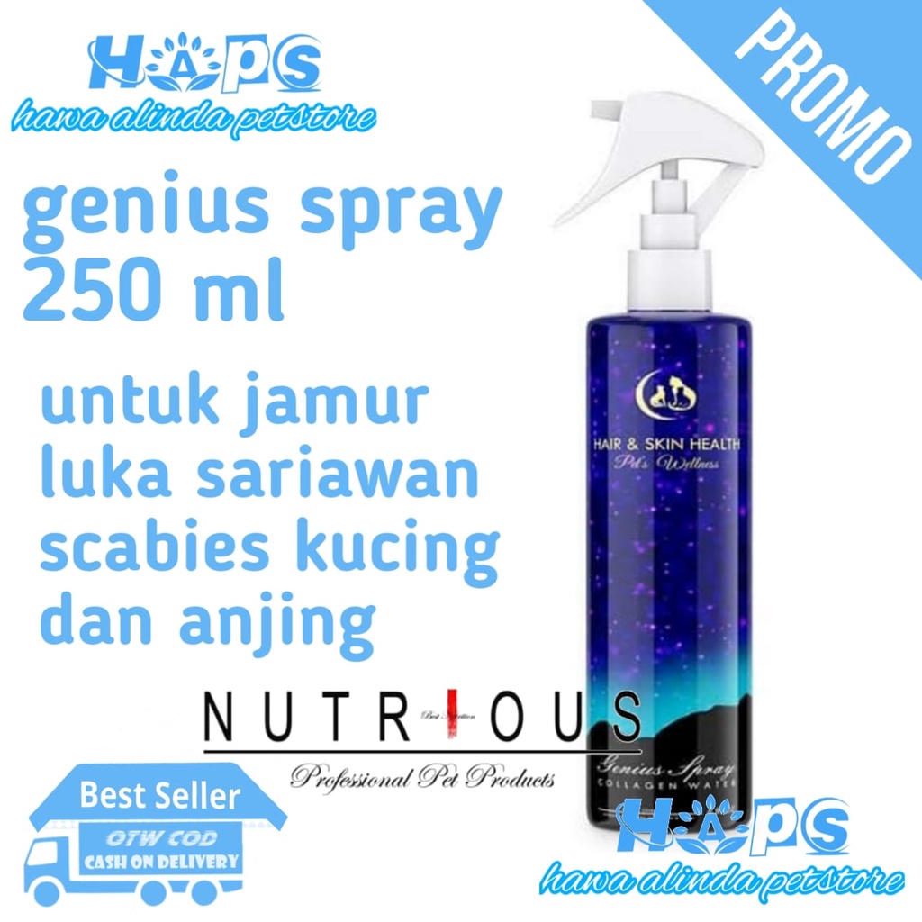 Obat jamur kucing ampuh aman dijilat Genius spray luka scabies sariawan pencegah kutu 250 ml