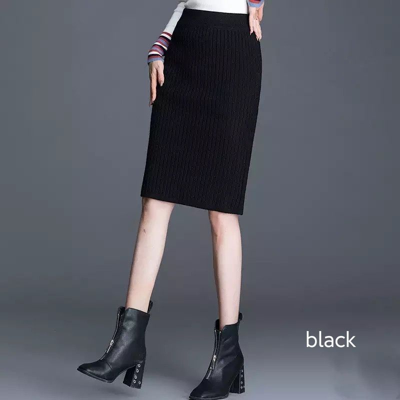 (R50) rok rib knit pendek