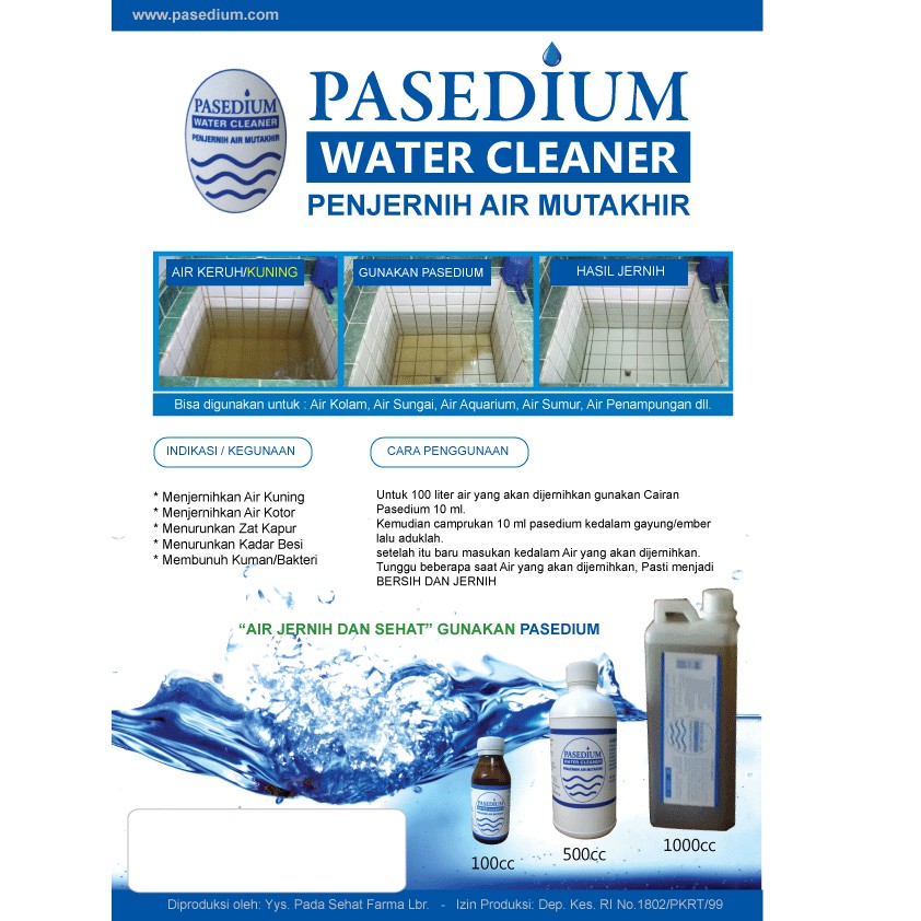 Pasedium Water Cleaner Penjernih Air Bak Penjernih Air Kuning