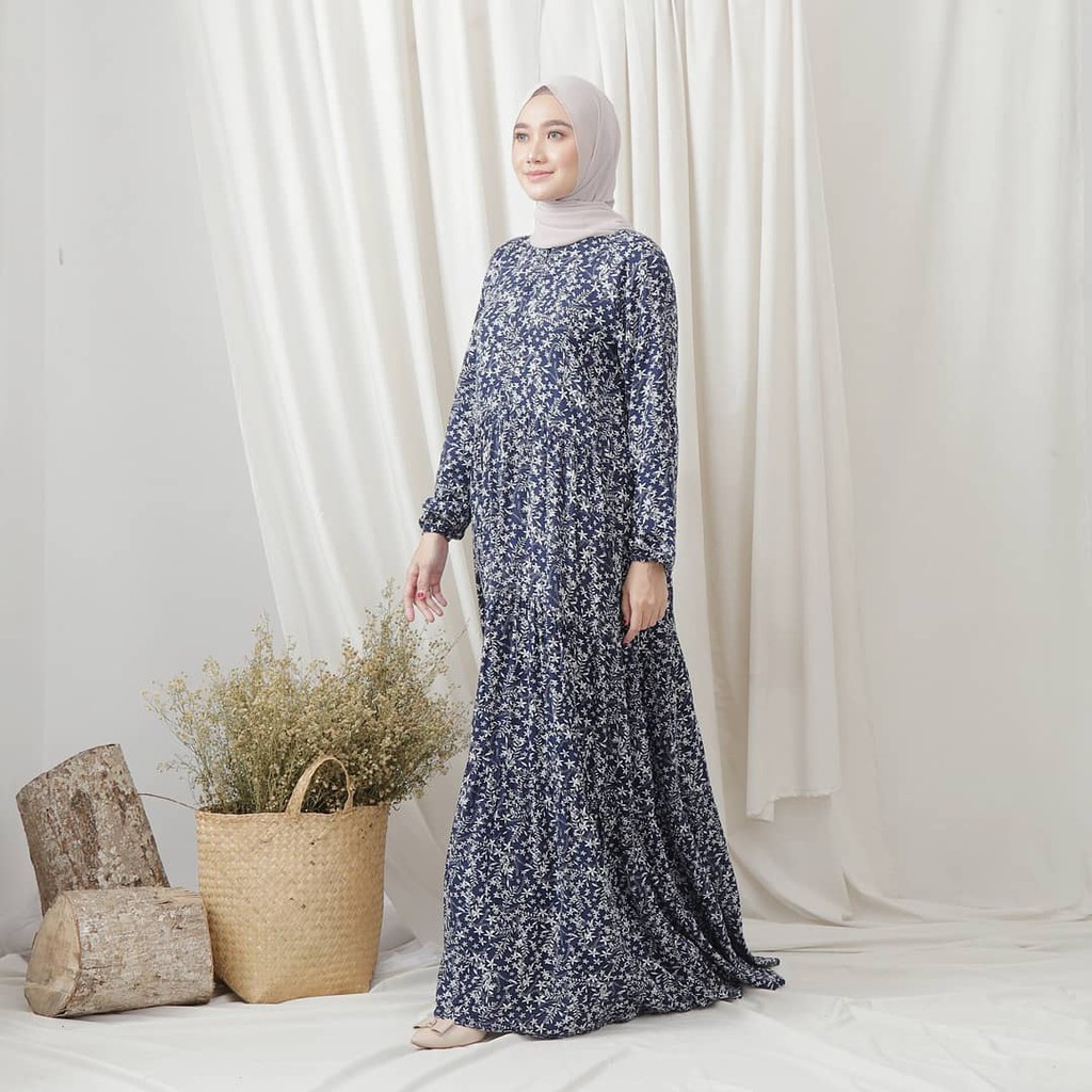 HEMAT 50 RIBU WEARMOURA NAVY HOME DRESS KIRANA SERIES [BUSUI FRIENDLY/GAMIS SYAR'I/WUDHU FRIENDLY]