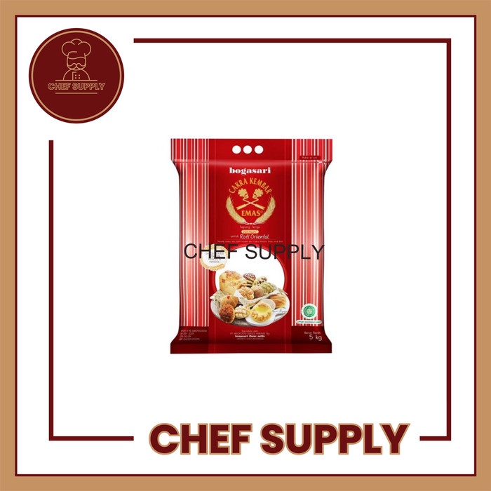 

BISA COD CHEF SUPPLY TEPUNG CAKRA KEMBAR EMAS BOGASARI PREMIUM ORIENTAL 5 KG