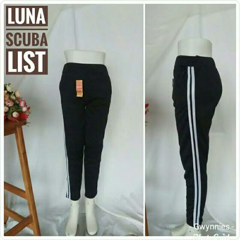 (BAYAR DI TEMPAT) CELANA LUNA SCUBA STRIP2/ Luna PENSIL/LEGGING SCUBA TERBARU TRENING CELANA MURAH