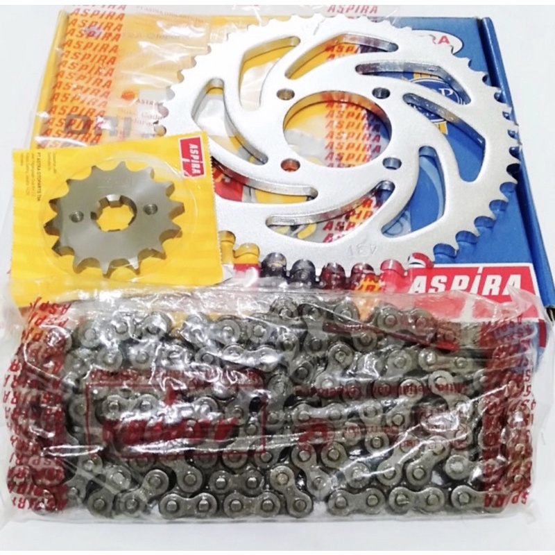 GEARSET PAKET SUZUKI SATRIA FU LAMA BARONG 43 - 14T- 120H MERK ASPIRA