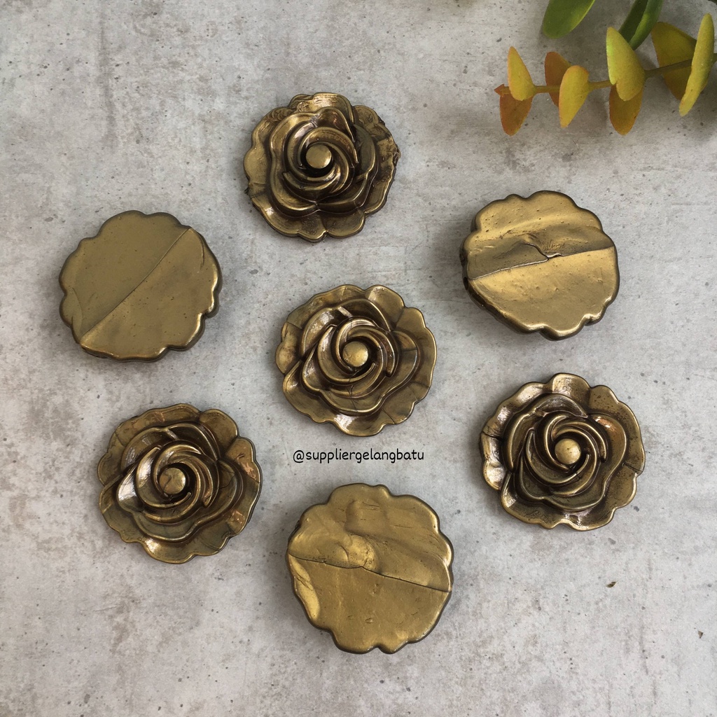 Aplikasi Bunga Resin BAKAR 3,5cm JAPAN premium kelopak daisy rose ECER