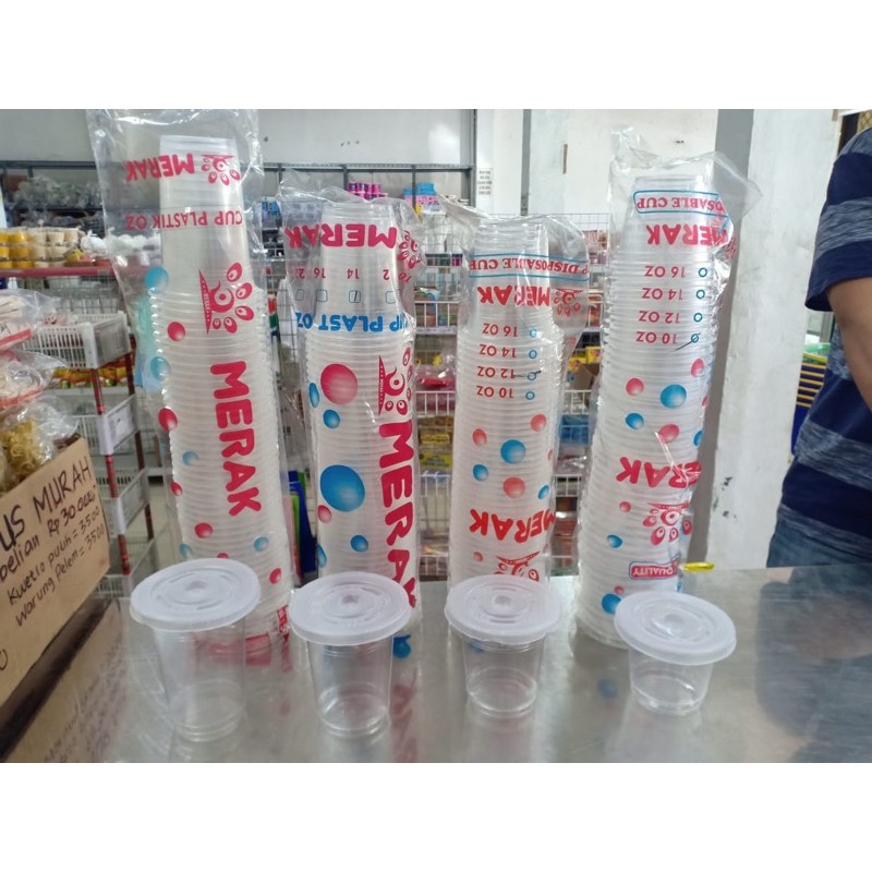Gelas Plastik / Cup Plastik / Cangkir Plastik PP 10oz 12oz 14oz 16oz TERMURAH