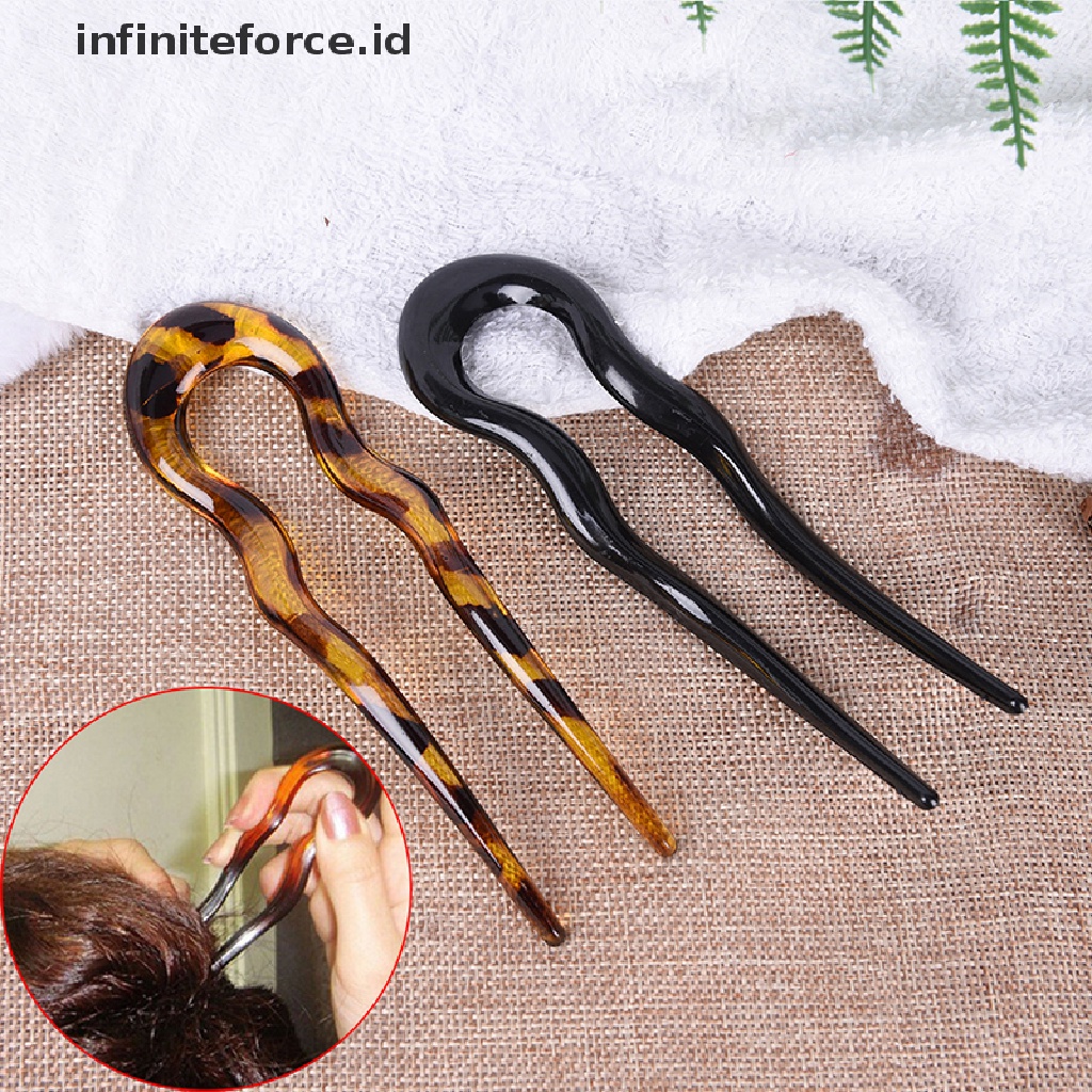 Jepit Rambut Bentuk U Bahan Resin Gaya Retro Tradisional