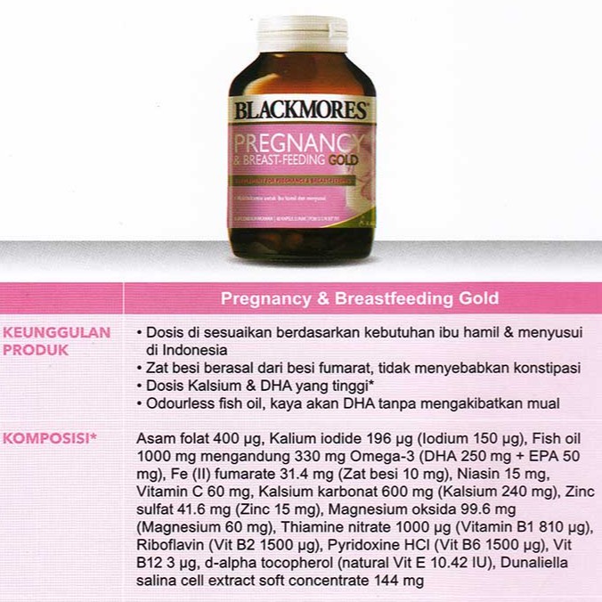 Blackmores Pregnancy & Breastfeeding Gold (Suplemen Ibu Hamil & Menyusui / Program Kehamilan)-6