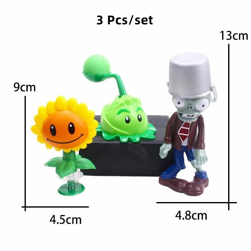 3 / 8 Pcs Tanaman Asli Mainan Action Figure Zombie Bahan PVC Untuk Hadiah Ulang Tahun Anak