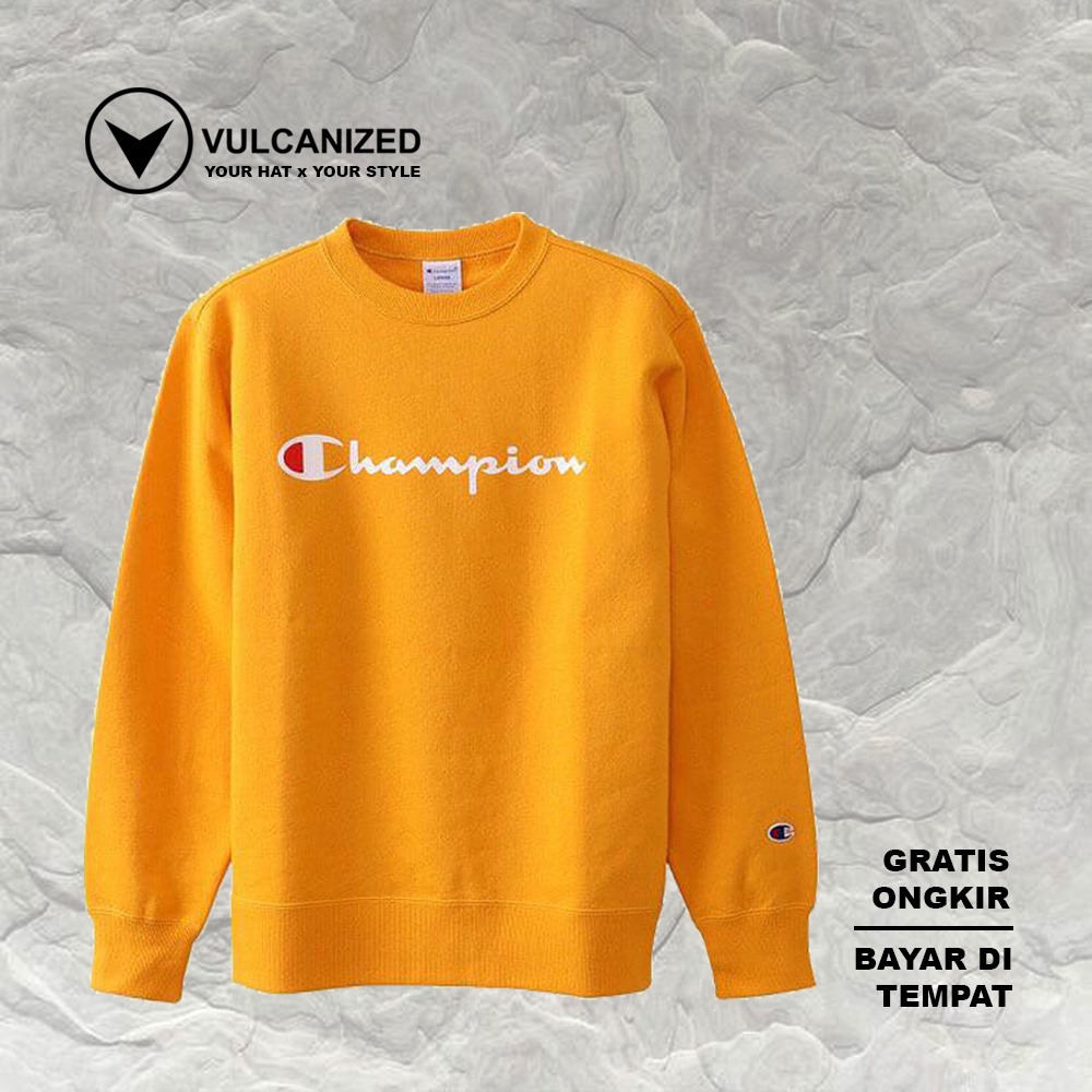 100% ORIGINAL CMT CREWNECK CHAMPION SCRIPT LOGO YELLOW