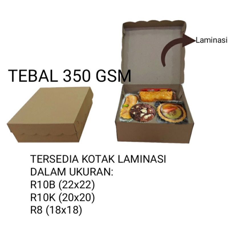 

(LAMINASI) Kotak Nasi LAMINASI Coklat KRAFT R8 18X18X7 /Dus Nasi LAMINASI Kraft TEBAL 350 GSM [JEMBER]